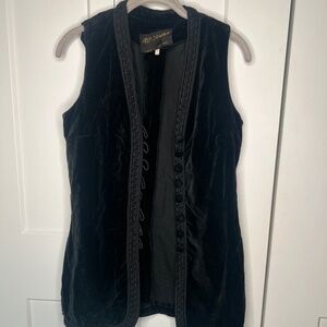 Jancourt Vintage Velvet Embroidered Button Vest Women's Size 12
